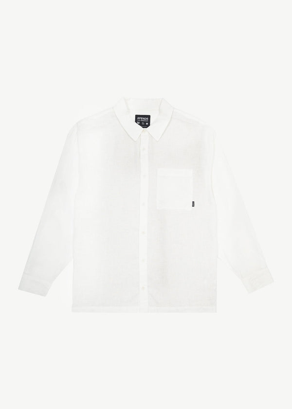 AFENDS Mens Everyday - Long Sleeve Shirt - White