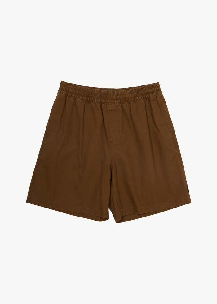 Afends Mens Ninety Eights - Recycled Baggy Elastic Waist Shorts - Toffee - Streetwear - Sustainable Fashion