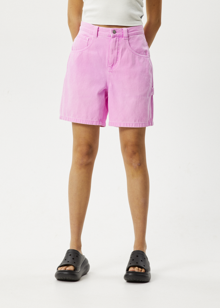 Afends Womens Emilie - Denim Carpenter Shorts - Faded Candy - Streetwear - Sustainable Fashion