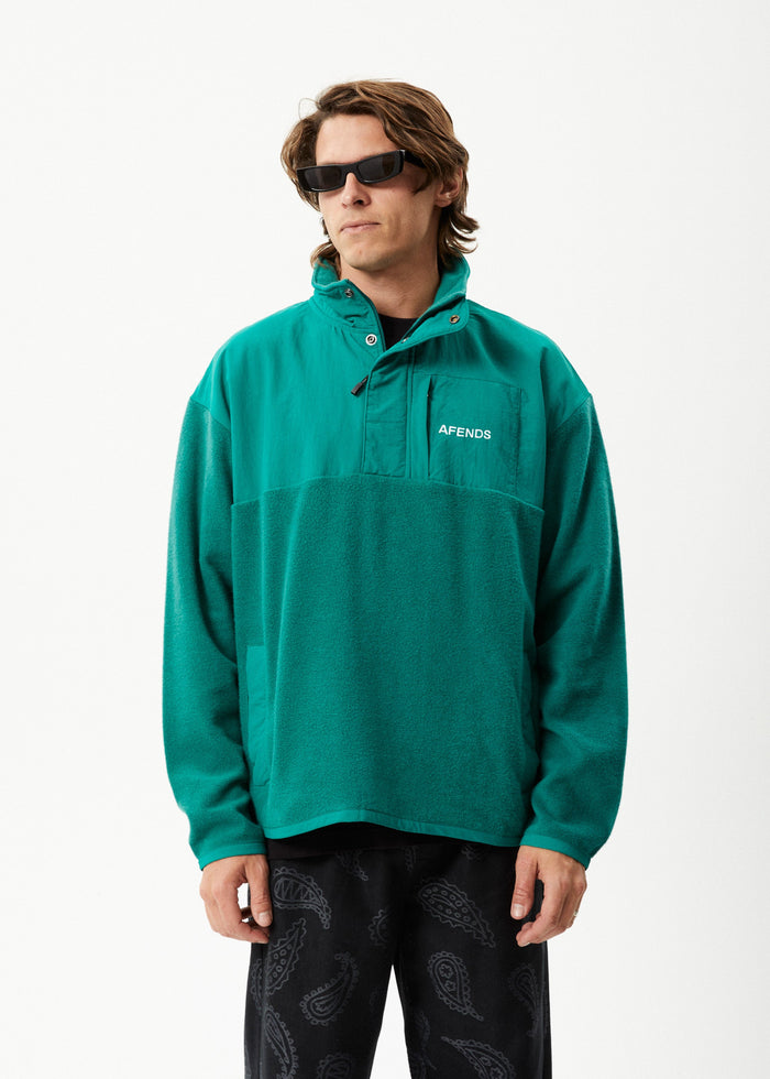 Afends Mens Intergalactic - Fleece Pullover - Emerald - Streetwear - Sustainable Fashion