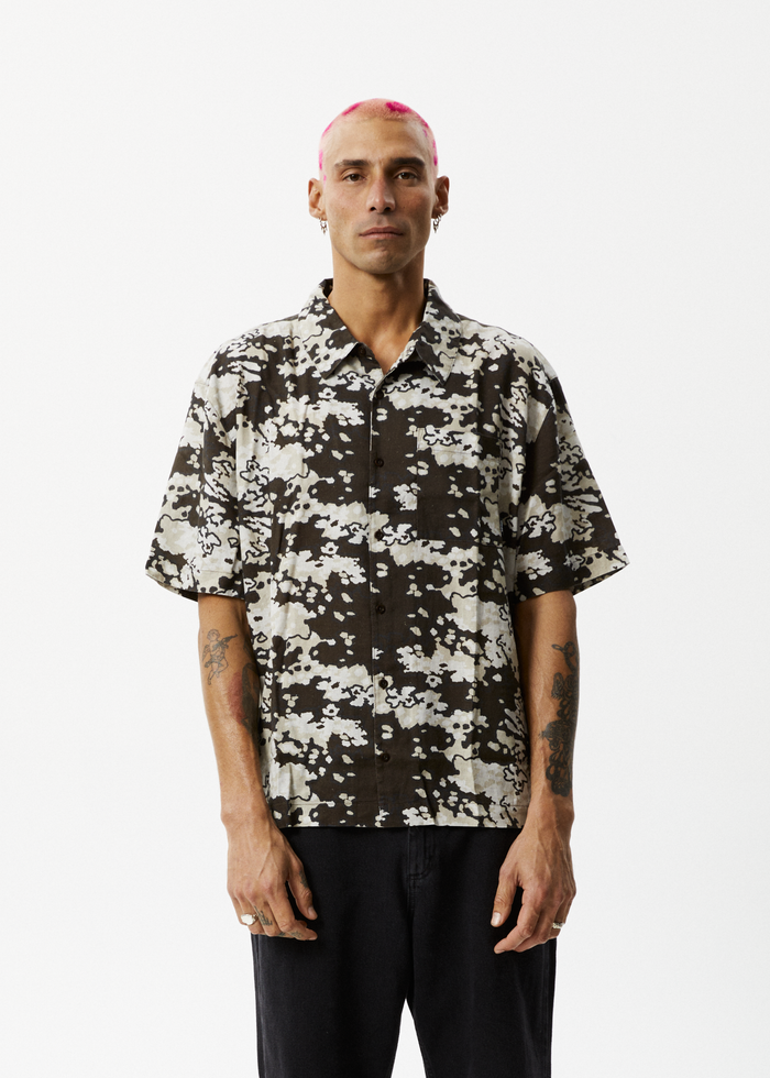 Afends Mens Jungle - Hemp Short Sleeve Shirt - Earth Camo - Streetwear - Sustainable Fashion