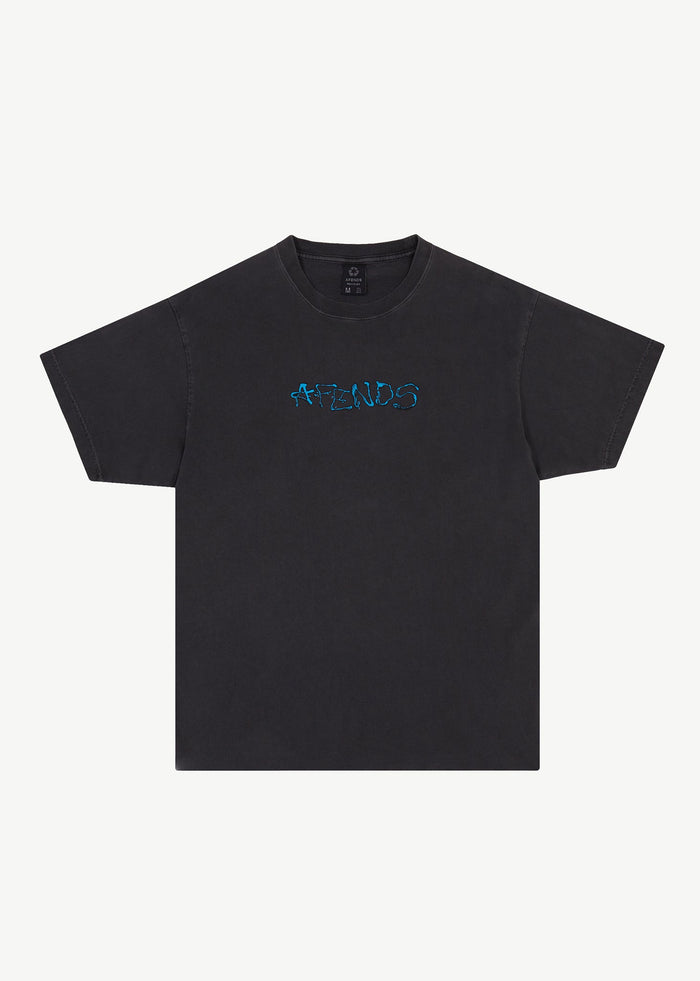 Afends Mens Melted - Boxy Logo T-Shirt - Stone Black - Streetwear - Sustainable Fashion