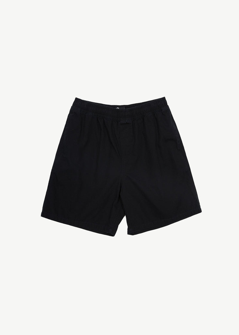 Afends Mens Ninety Eights - Recycled Baggy Elastic Waist Shorts - Black