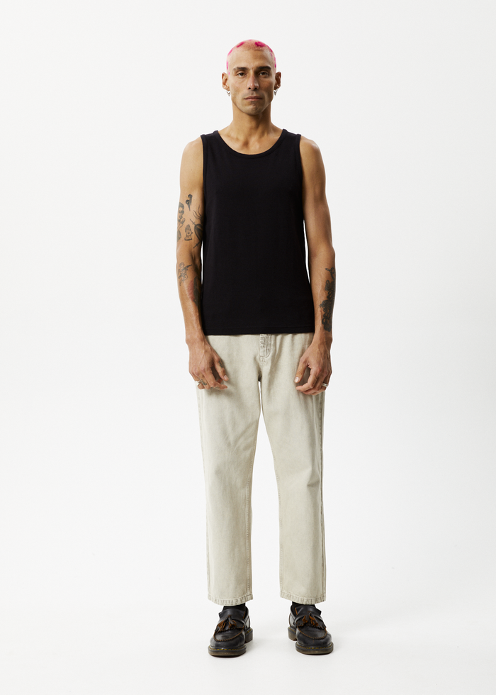 Afends Mens Ninety Twos - Organic Denim Relaxed Jeans - Faded Cement - Streetwear - Sustainable Fashion