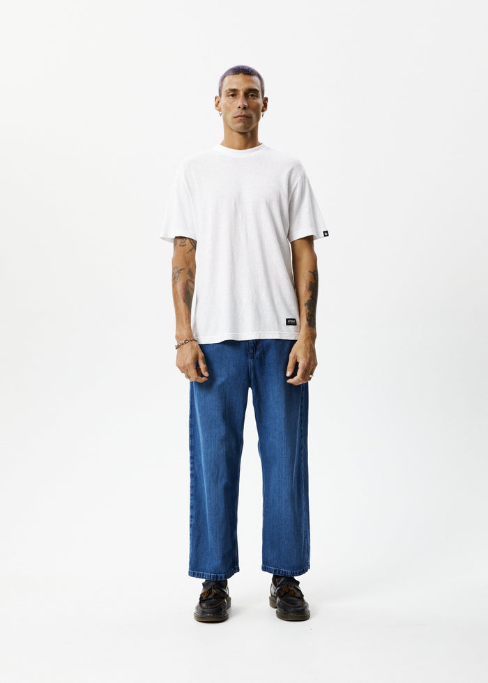 AFENDS Mens Pablo - Hemp Denim Baggy Jeans - Authentic Blue - Streetwear - Sustainable Fashion