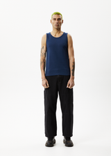 AFENDS Mens Paramount - Recycled Rib Singlet - Navy - Afends mens paramount   recycled rib singlet   navy   streetwear   sustainable fashion