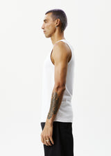 AFENDS Mens Paramount - Recycled Rib Singlet - White - Afends mens paramount   recycled rib singlet   white   streetwear   sustainable fashion