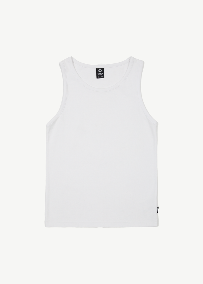 Afends Mens Paramount - Recycled Rib Singlet - White - Streetwear - Sustainable Fashion