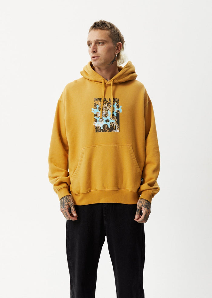 Afends Mens Universal - Graphic Hoodie - Mustard - Streetwear - Sustainable Fashion