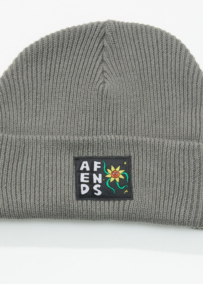Afends Unisex Flowerbed -  Ribbed Beanie - Steel - Streetwear - Sustainable Fashion