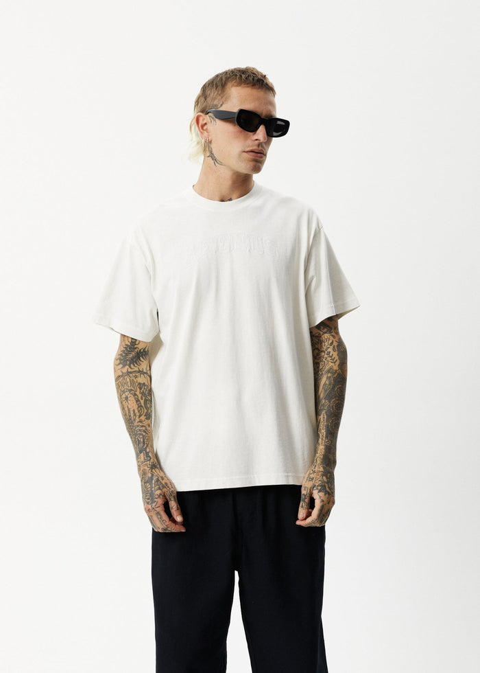 Afends Unlimited - Boxy Logo T-Shirt - Worn White - Streetwear - Sustainable Fashion