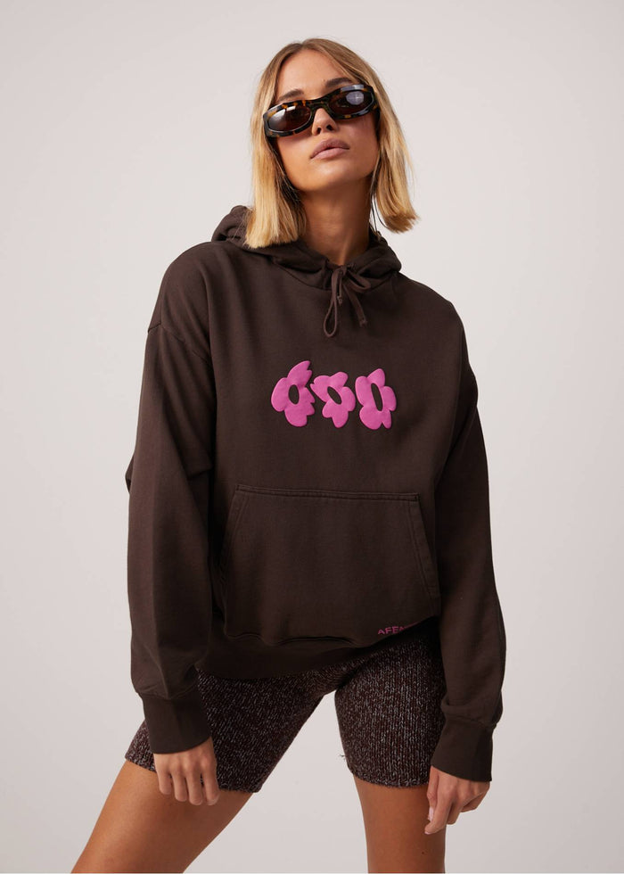 Afends Womens Digital Holiday - Recycled Floral Hoodie - Coffee - Streetwear - Sustainable Fashion
