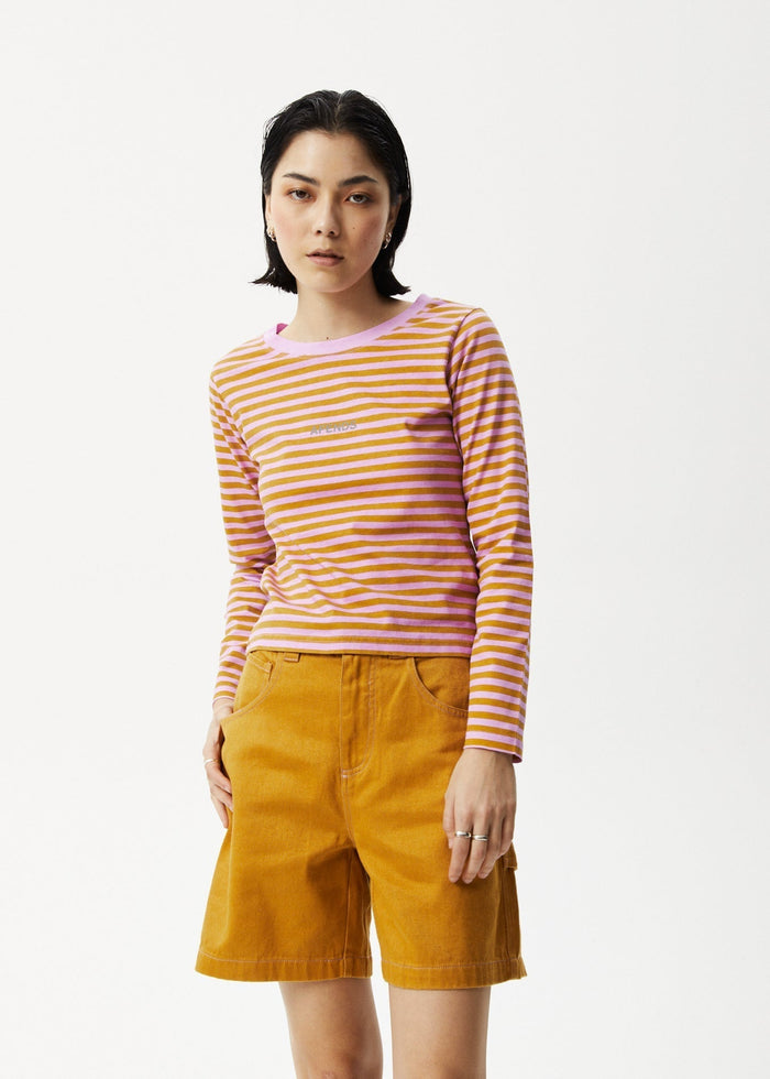 Afends Womens Jain - Long Sleeve T-Shirt - Candy Stripe - Streetwear - Sustainable Fashion