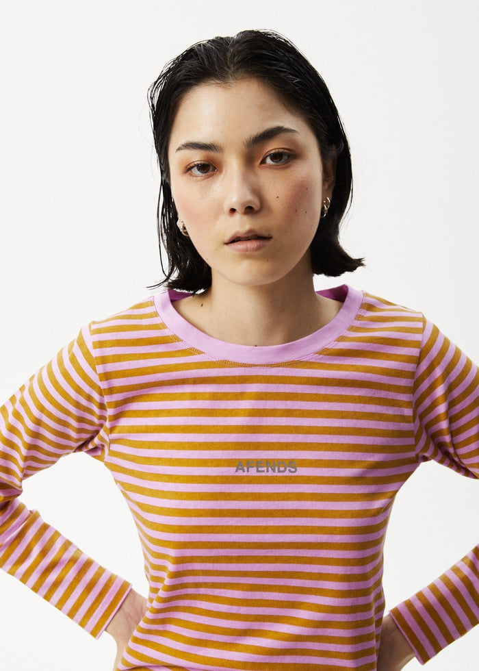 Afends Womens Jain - Long Sleeve T-Shirt - Candy Stripe - Streetwear - Sustainable Fashion