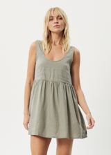 AFENDS Womens Jesse - Hemp Mini Dress - Olive - Afends womens jesse   hemp mini dress   olive   streetwear   sustainable fashion