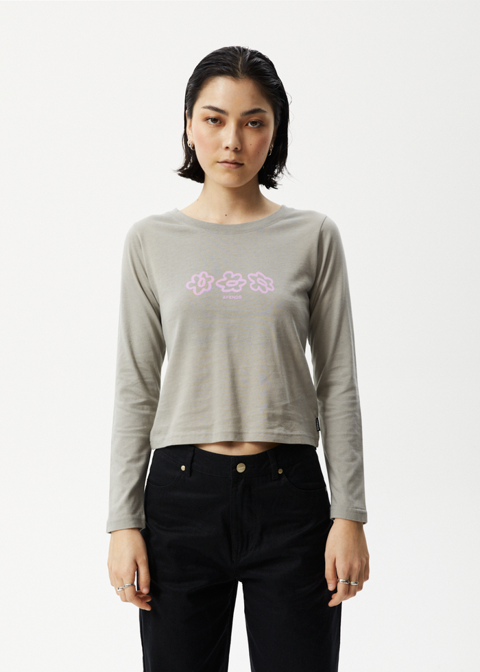 Afends Womens Lily - Long Sleeve Graphic T-Shirt - Olive - Streetwear - Sustainable Fashion
