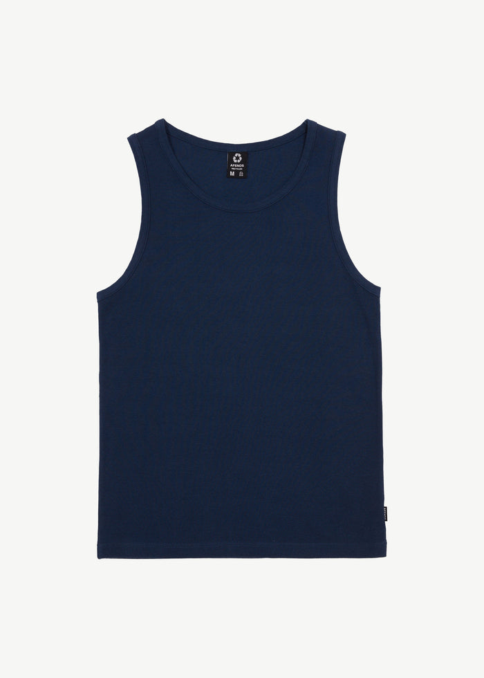 Afends Mens Paramount - Recycled Rib Singlet - Navy - Streetwear - Sustainable Fashion
