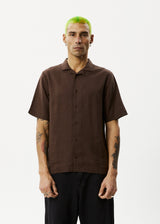 AFENDS Mens Daily - Hemp Cuban Short Sleeve Shirt - Coffee - Afends mens daily   hemp cuban short sleeve shirt   coffee   streetwear   sustainable fashion