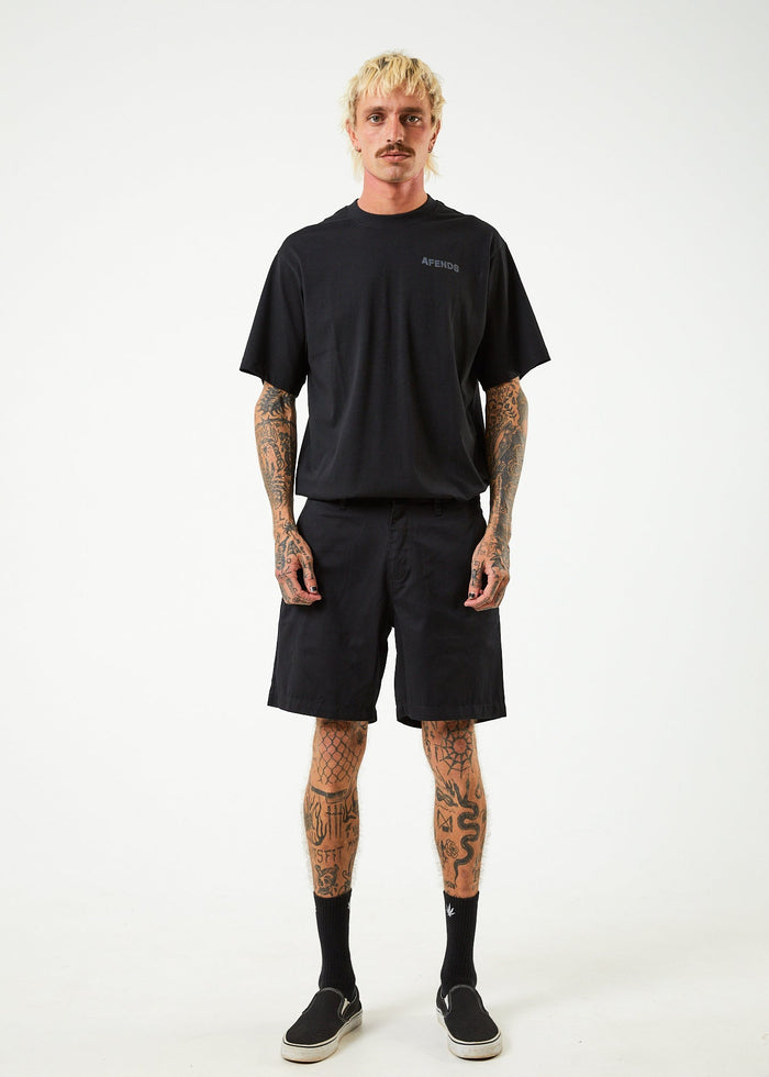 Afends Mens Ninety Twos - Recycled Chino Shorts - Black - Streetwear - Sustainable Fashion