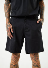 AFENDS Mens Ninety Twos - Recycled Chino Shorts - Black - Afends mens ninety twos   recycled chino shorts   black   streetwear   sustainable fashion