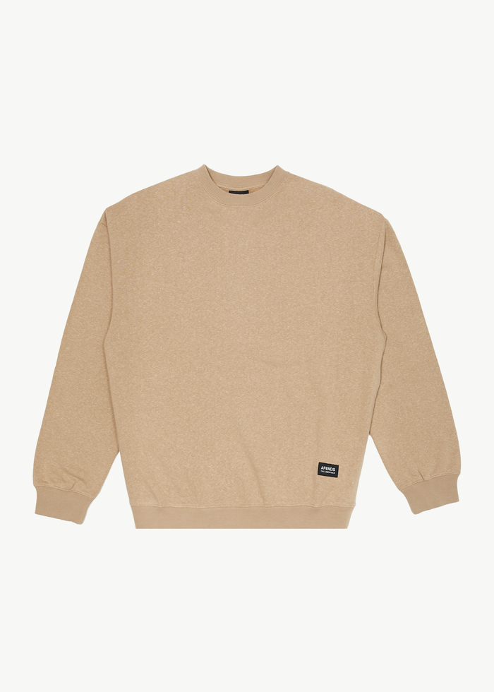 Afends Mens Indica - Hemp Crew Neck Jumper - Tan - Streetwear - Sustainable Fashion