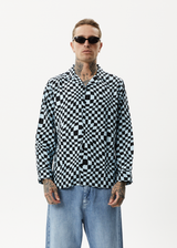 AFENDS Mens Void - Hemp Check Long Sleeve Shirt - Sky Blue - Afends mens void   hemp check long sleeve shirt   sky blue   streetwear   sustainable fashion