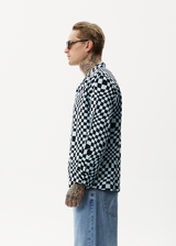 AFENDS Mens Void - Hemp Check Long Sleeve Shirt - Sky Blue - Afends mens void   hemp check long sleeve shirt   sky blue   streetwear   sustainable fashion