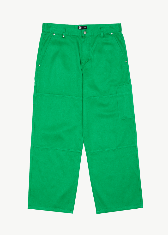Afends Mens Sleepy Hollow Richmond - Hemp Twill Baggy Workwear Pants - Forest - Streetwear - Sustainable Fashion
