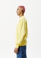 AFENDS Mens Bloom - Recycled Crew Neck Jumper - Butter - Afends mens bloom   recycled crew neck jumper   butter   streetwear   sustainable fashion
