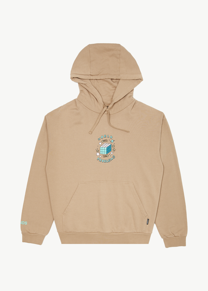 Afends Mens World Problems - Recycled Hoodie - Tan - Streetwear - Sustainable Fashion