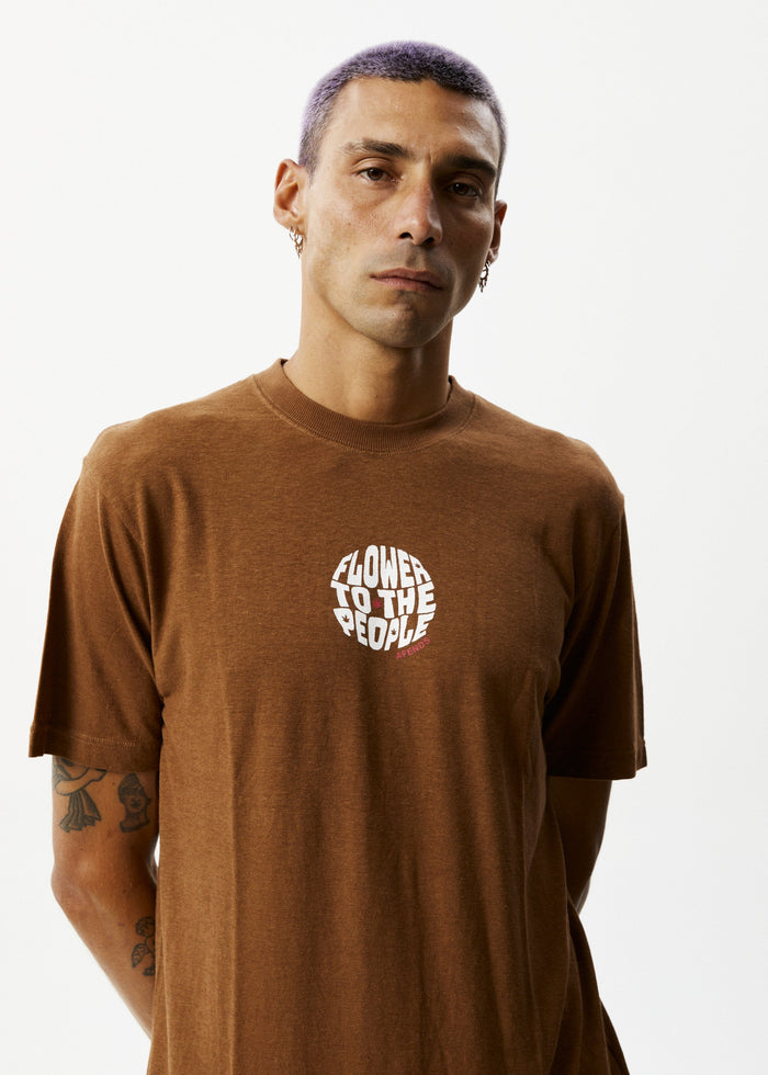 Afends Mens Circular - Graphic Retro  T-Shirt - Toffee - Streetwear - Sustainable Fashion