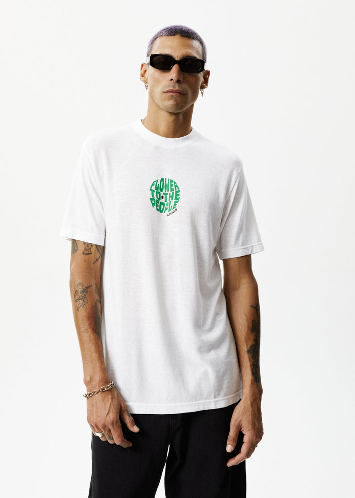 Afends Mens Circular - Graphic Retro  T-Shirt - White - Streetwear - Sustainable Fashion