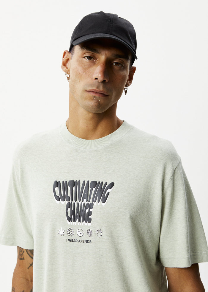 Afends Mens Proclaim - Graphic Retro  T-Shirt - Eucalyptus - Streetwear - Sustainable Fashion