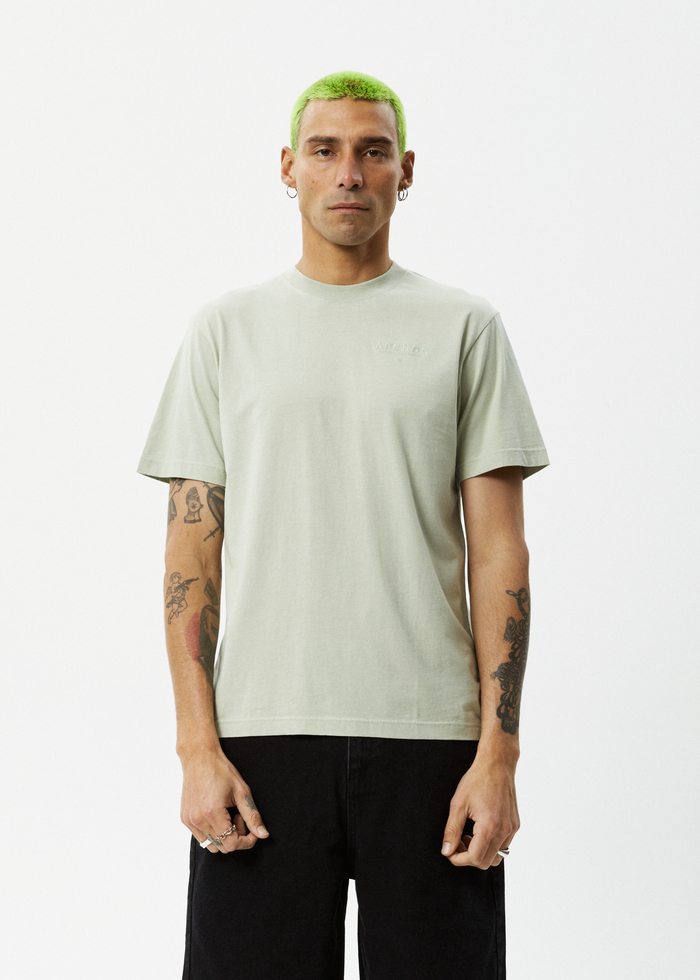 Afends Mens Outside - Graphic Retro  T-Shirt - Eucalyptus - Streetwear - Sustainable Fashion