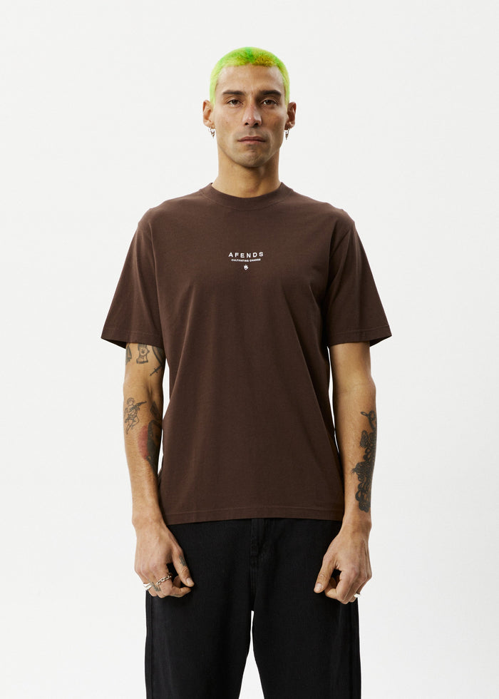 Afends Mens Space - Retro Fit Tee - Coffee - Streetwear - Sustainable Fashion