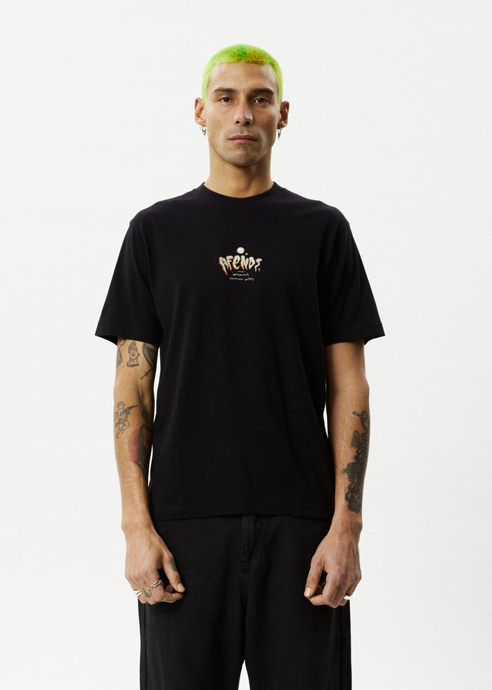 Afends Mens Enjoyment - Retro Fit Tee - Black - Streetwear - Sustainable Fashion