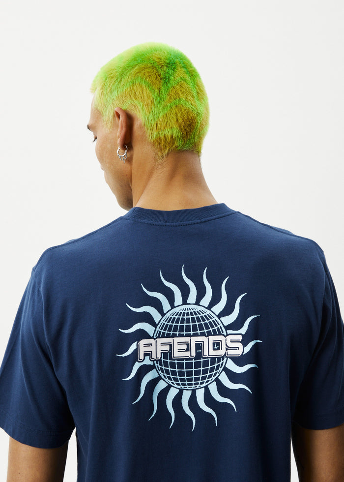 Afends Mens Solar Flare - Retro Fit Tee - Navy - Streetwear - Sustainable Fashion