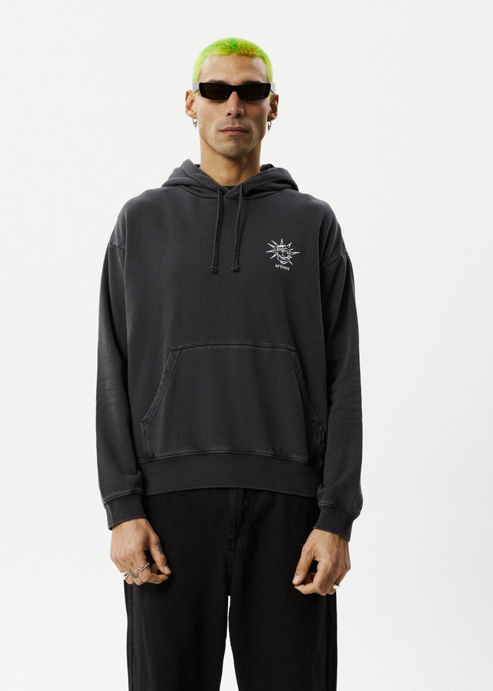 Afends Mens Graveyard - Pull On Hood - Charcoal - Streetwear - Sustainable Fashion
