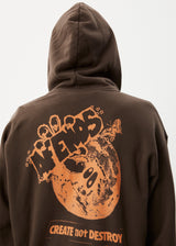 AFENDS Mens Cosmic Life - Zip Hood - Coffee - Afends mens cosmic life   zip hood   coffee   streetwear   sustainable fashion