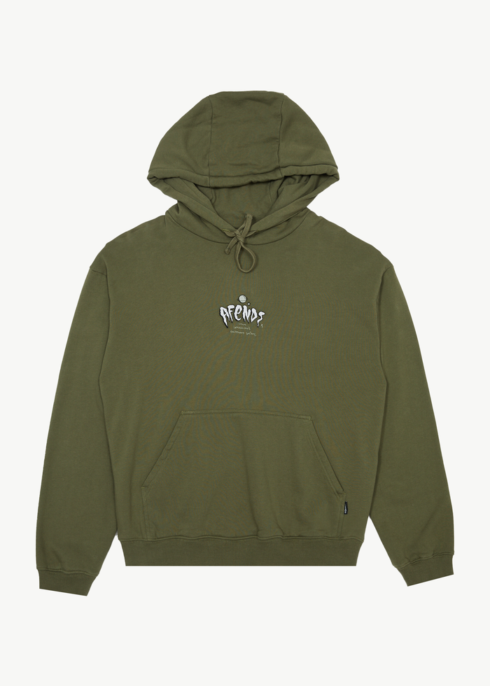 Afends Mens Enjoyment - Pull On Hood - Military - Streetwear - Sustainable Fashion