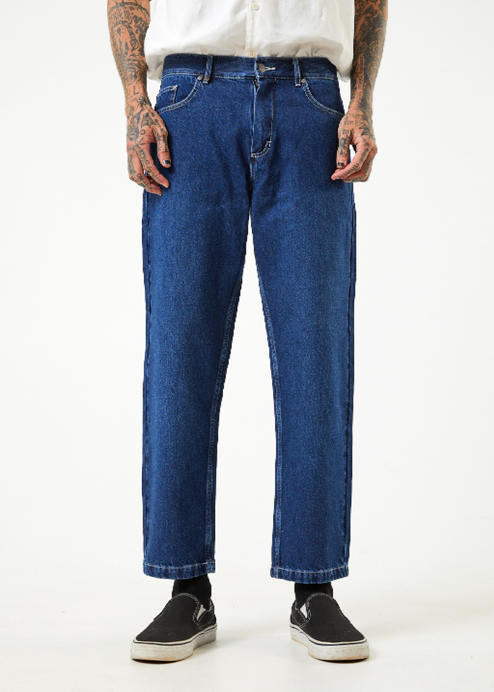 Afends Mens Ninety Twos - Hemp Denim Relaxed Jeans - Original Rinse - Streetwear - Sustainable Fashion
