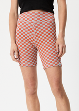 Afends Womens Operator - Recycled Ribbed Bike Shorts - Coral - Afends womens operator   recycled ribbed bike shorts   coral   streetwear   sustainable fashion