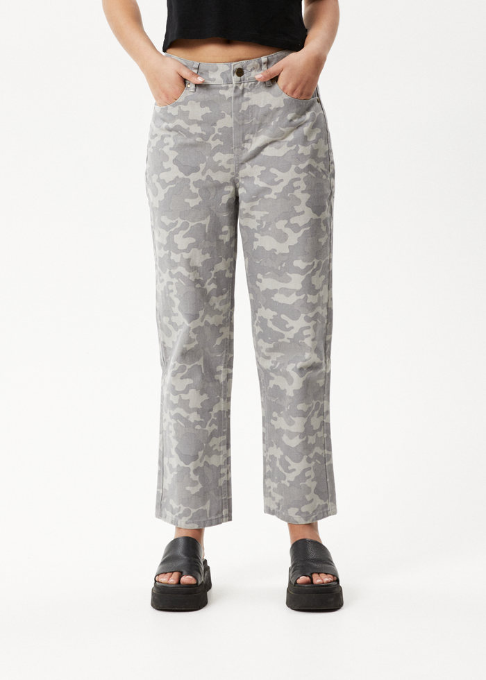 Afends Womens Cadet Shelby - Organic Denim Wide Leg Jeans - Camo - Streetwear - Sustainable Fashion