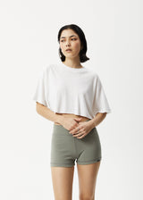 Afends Womens Slay Cropped - Hemp Oversized T-Shirt - White - Afends womens slay cropped   hemp oversized t shirt   white   streetwear   sustainable fashion