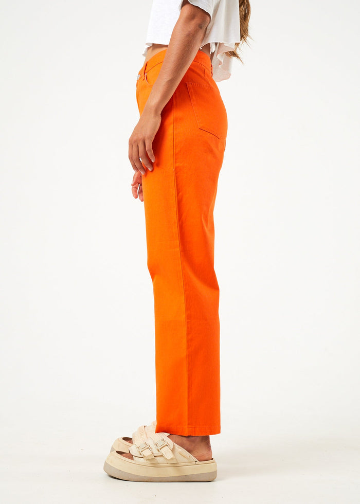Afends Womens Shelby - Hemp Wide Leg Pants - Orange - Streetwear - Sustainable Fashion