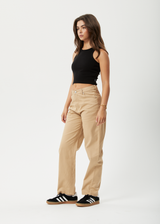 AFENDS Womens Shelby - Hemp Wide Leg Pants - Tan - Afends womens shelby   hemp wide leg pants   tan   streetwear   sustainable fashion
