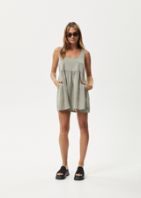 AFENDS Womens Jesse - Hemp Mini Dress - Olive - Afends womens jesse   hemp mini dress   olive   streetwear   sustainable fashion