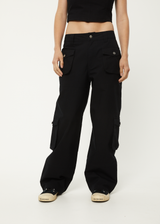 AFENDS Womens Linger - Recycled Cargo Pants - Black - Afends womens linger   recycled cargo pants   black   streetwear   sustainable fashion
