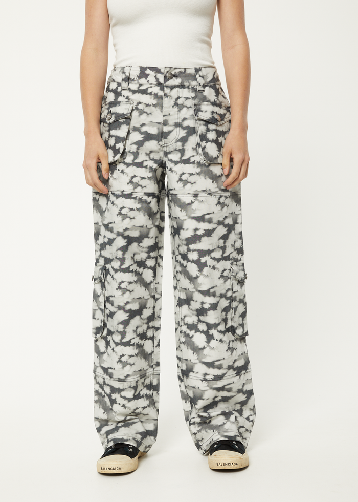 Afends Womens Linger - Recycled Cargo Pants - Black Floral - Streetwear - Sustainable Fashion