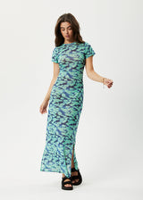 Afends Womens Liquid - Recycled Sheer Maxi Dress - Jade Floral - Afends womens liquid   recycled sheer maxi dress   jade floral   streetwear   sustainable fashion